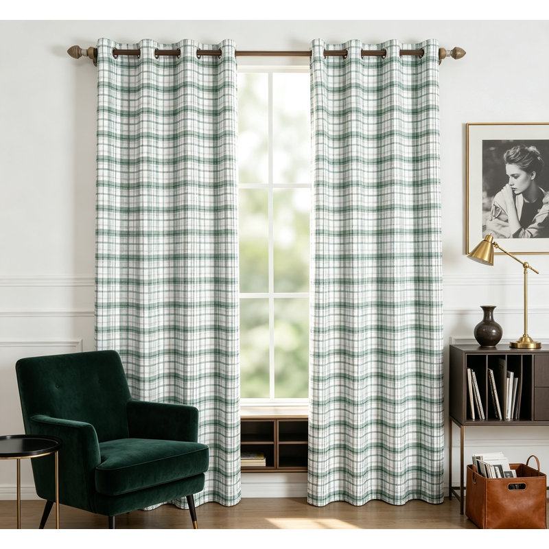 Ensemble de 2 rideaux occultants à carreaux, œillets isolants et isolants à motif vichy Buffalo Check pour chambre à coucher