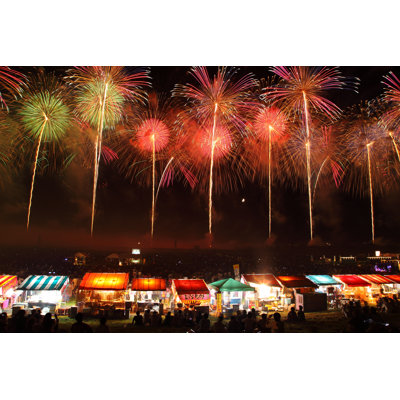 Fireworks In Sakata, Yamagata, Japan - Wrapped Canvas Print
