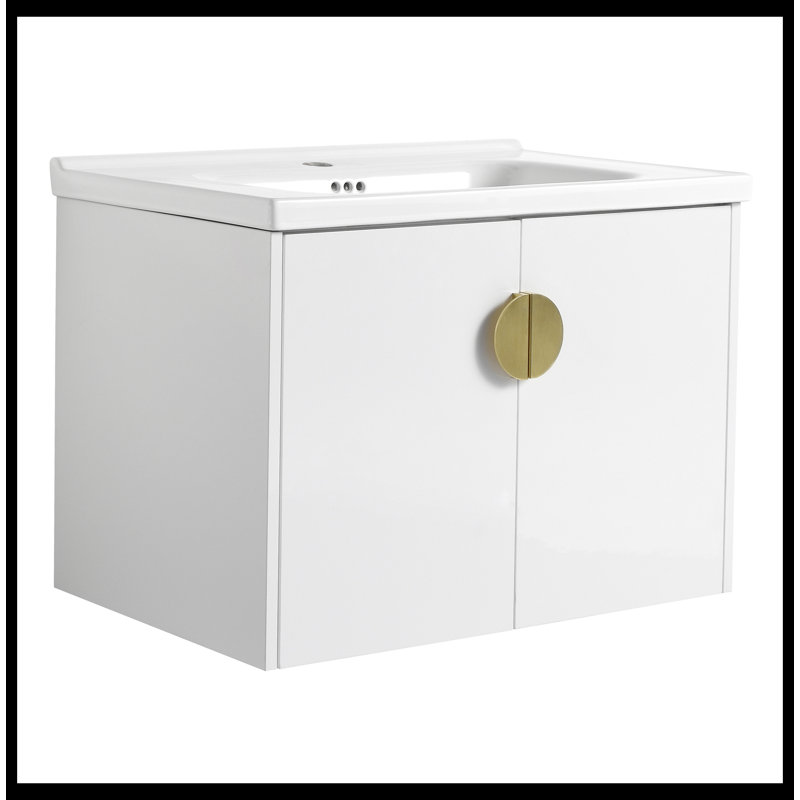 Meuble-lavabo à fermeture en douceur 28 po avec lavabo, pour petite salle de bain