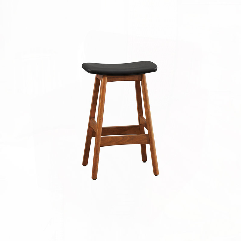 Ensemble de tabourets de bar rembourrés en similicuir avec siège rembourré et sans dossier, Noir