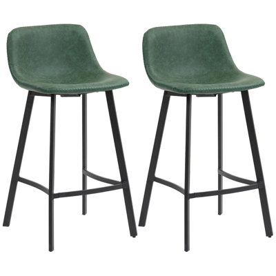 Sidibe Bar Stools Set of 2 PU Leather Upholstery with Backrest