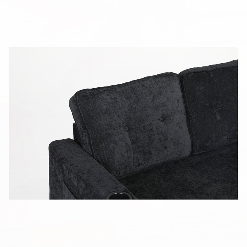Canapé-lit convertible en futon, Noir