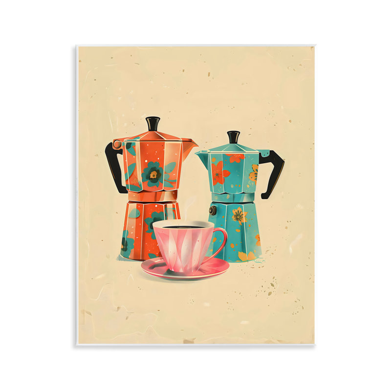 Plaque murale rétro «Morning Morning Moka Pots», conception par Arlington Prints