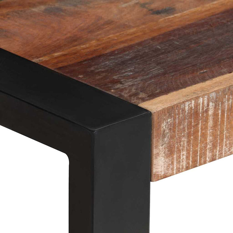 Table de salle à manger 17 étages en bois de manguier, Brun, Noir, H 29,5 po x L 23,6 po x l 23,6 po