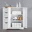 Wooden Bathroom Floor Cabinet Storage 4 Drawers and Adjustable Shelf White