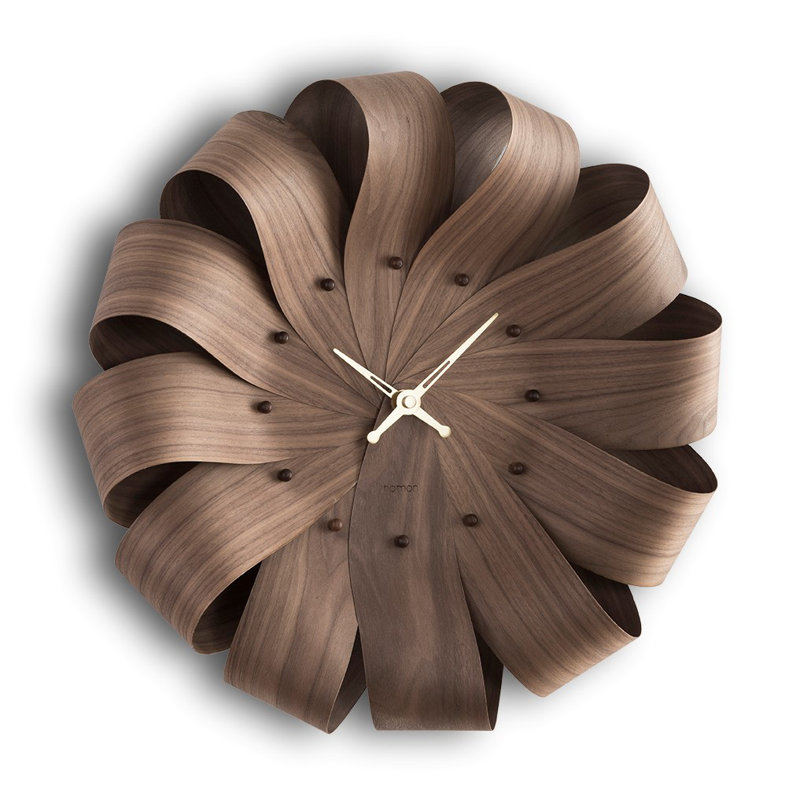 20.5'' Round Dark Brown Walnut Electric Wall Clock
