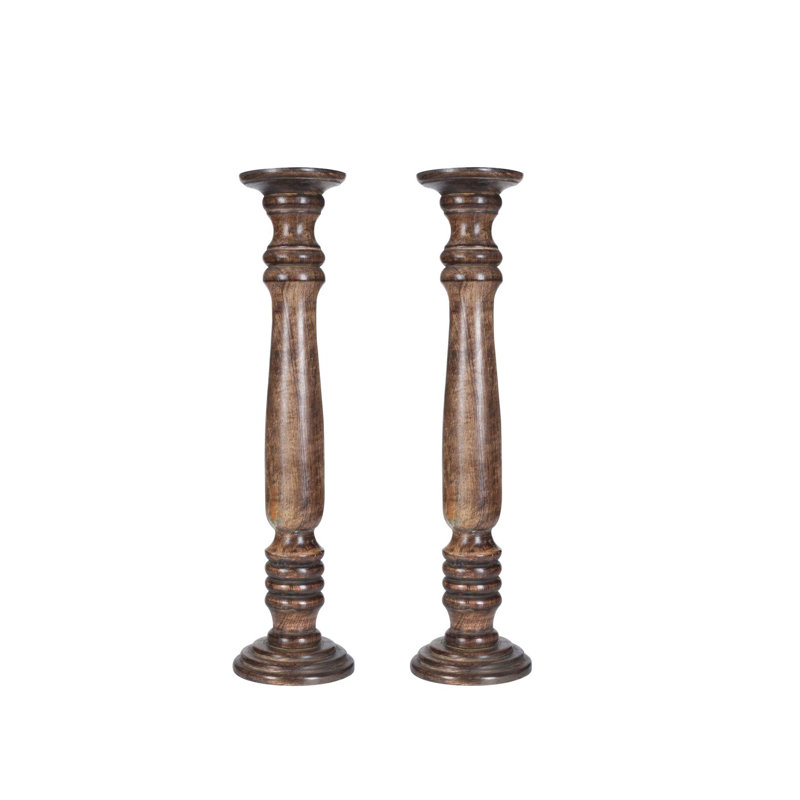 2 Piece Solid Wood Pillar Set, 63cm H x 18cm W x 18cm D