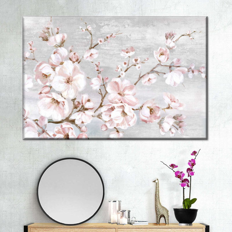 Printemps, fleurs de cerisier sur toile, H 20 po x l 30 po x P 1,25 po