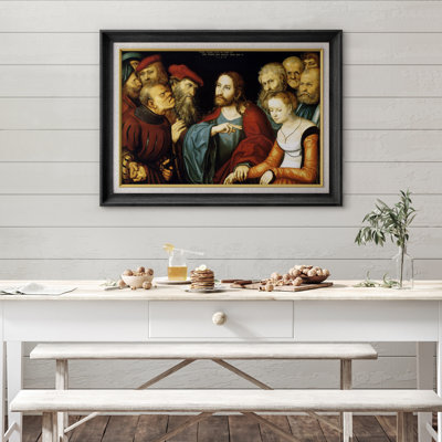 Christ and the Woman Taken in Adultery Artwork, Biblical Study Room Pictures, Framed Canvas Giclee Print Wall Art