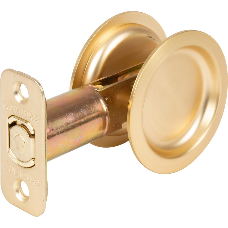 Satin Brass 2-3/4 Inch Round Pocket Door Lock