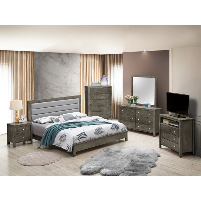 Stylish Gray Full Bed With Functionality