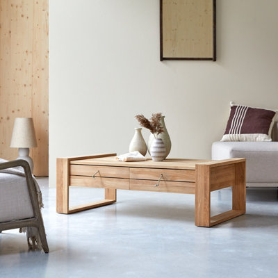Nasrine Solid Wood Sled Coffee Table