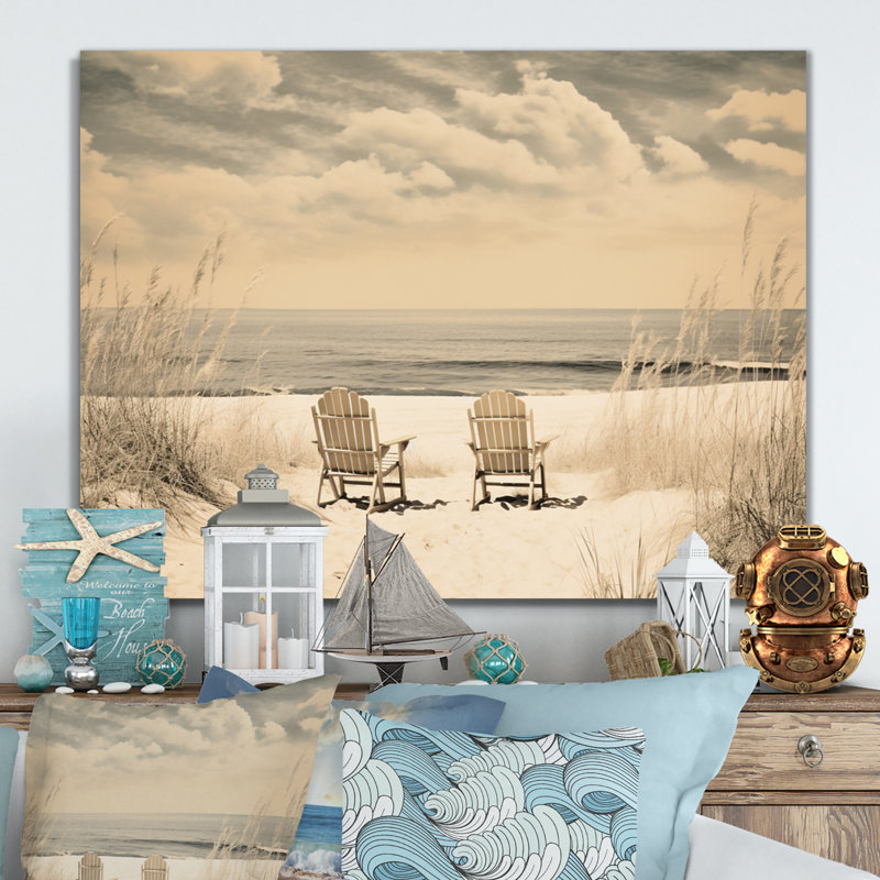 Beachside Whispers V - Décoration murale nautique et plage en métal, H 24 po x l 32 po x P 1 po