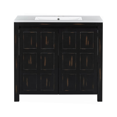 72" Bathroom Vanity Set With Double Vanities (Separate), Double Ceramic Sinks, Soft-Close Doors & Adjustable Shelf – Retro Espresso Storage Cabinet For Stylish Bathroom Organization
