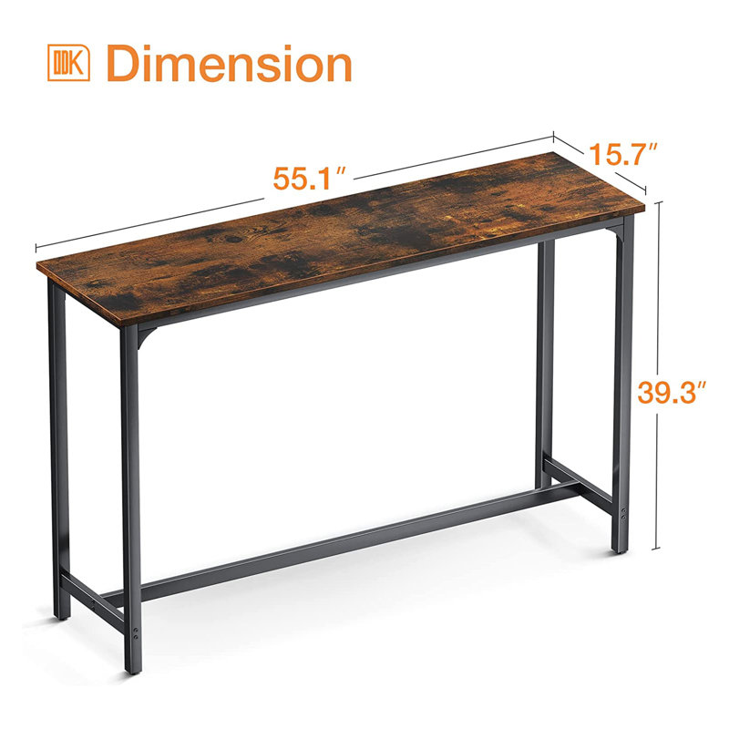 ODK 55" Rustic Brown Wood Bar Height Pub Table
