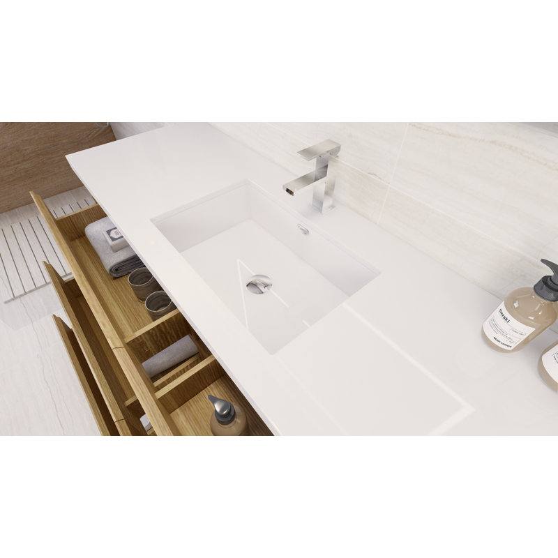 Ensemble de meuble-lavabo simple 60 po Haracha, Chêne blanc