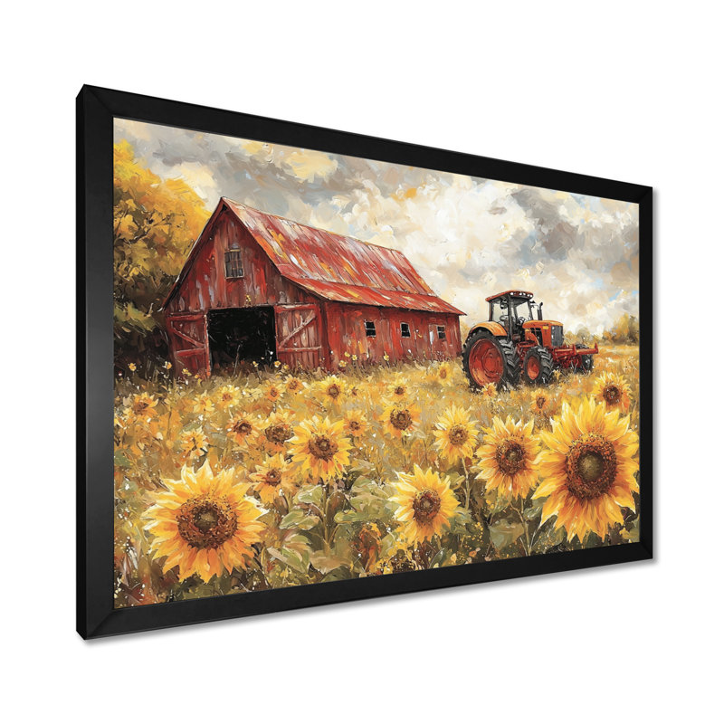 Divena - Floral Wall Art, Single Picture Framed Print, 30" H x 40" W, Black