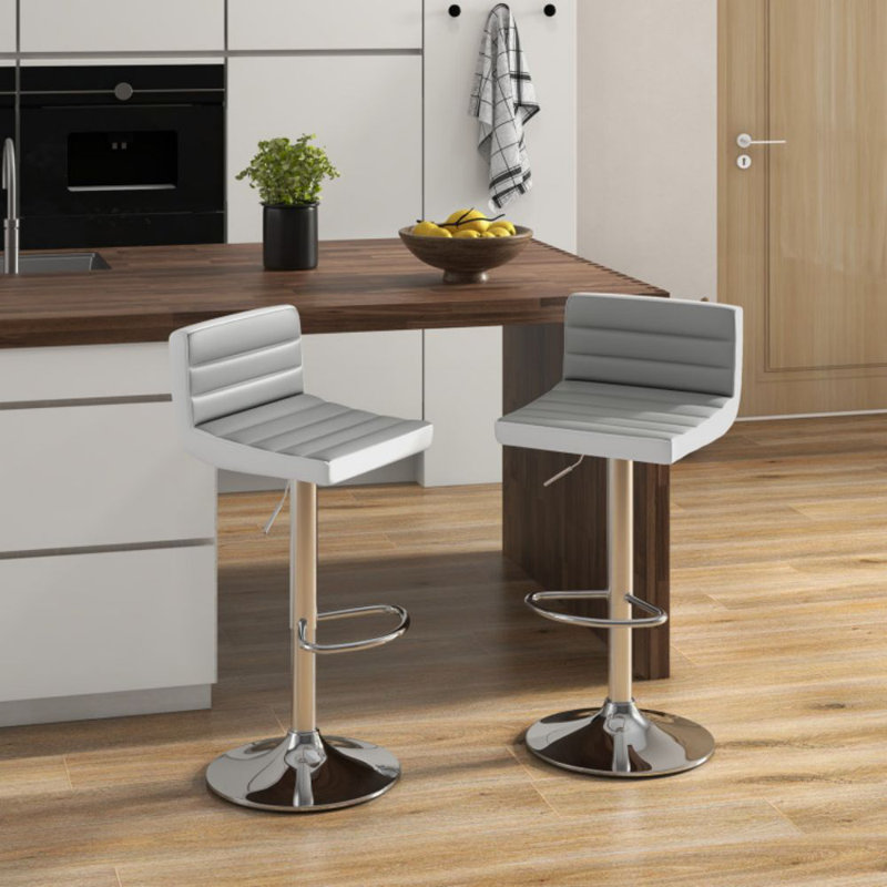 Ensemble de 2 tabourets de bar réglables en similicuir