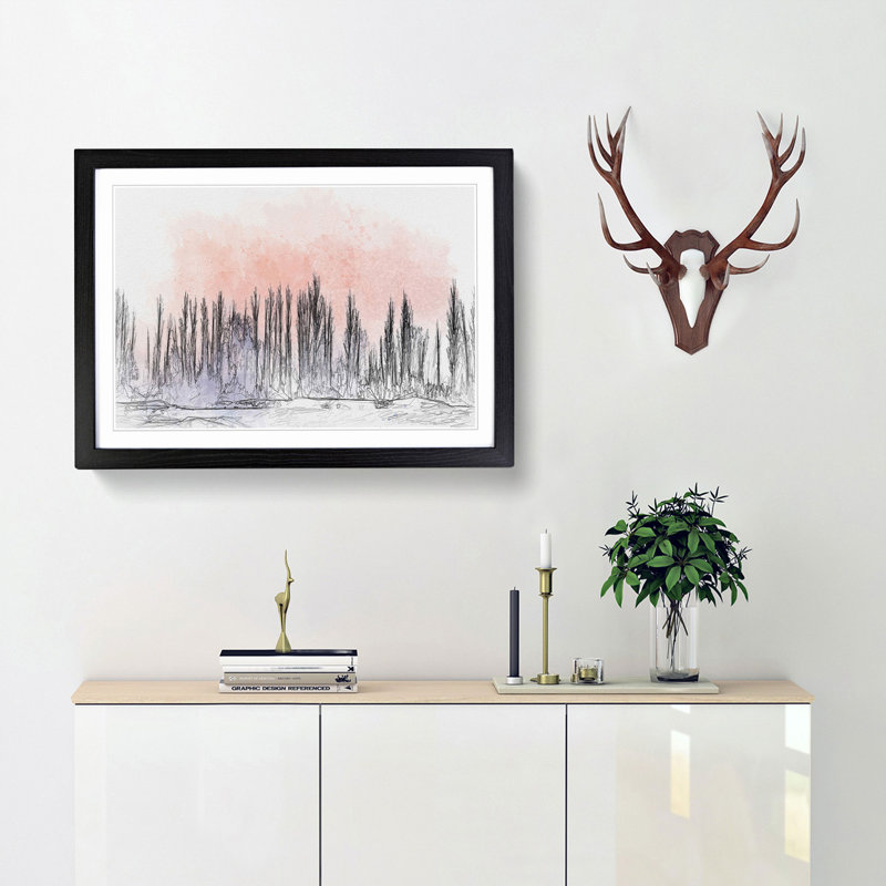 A Winter Forest in Abstract - Framed Print, 36cm H x 48cm W x 2cm D, Black Framed
