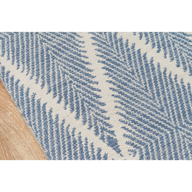 River Geometric Handmade Flatweave Area Rug, Denim, Rectangle 2' x 3'