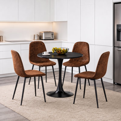 5-Piece Mid-Century Modern Round Dining Set