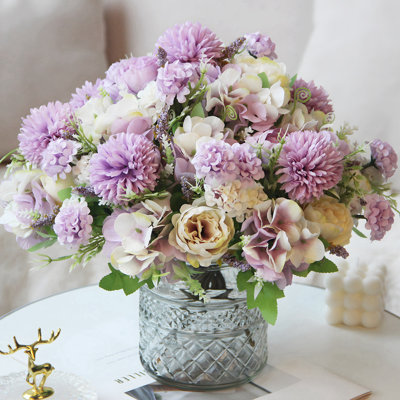 Ensemble de 7 bouquets de pivoines artificielles 7 têtes multicolores