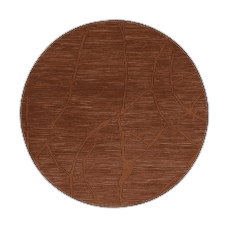 Tapis brun abstrait intérieur et extérieur, Rond 5 pi