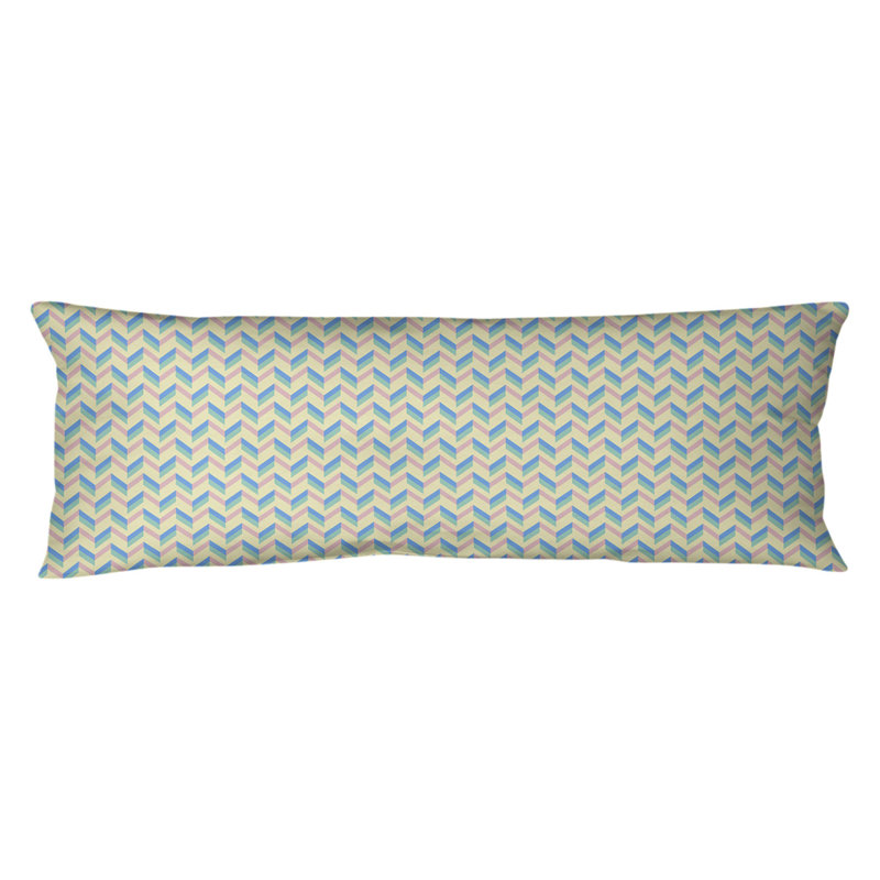 Coussin lombaire chevron, Bourre en polyester, Jaune et pastel