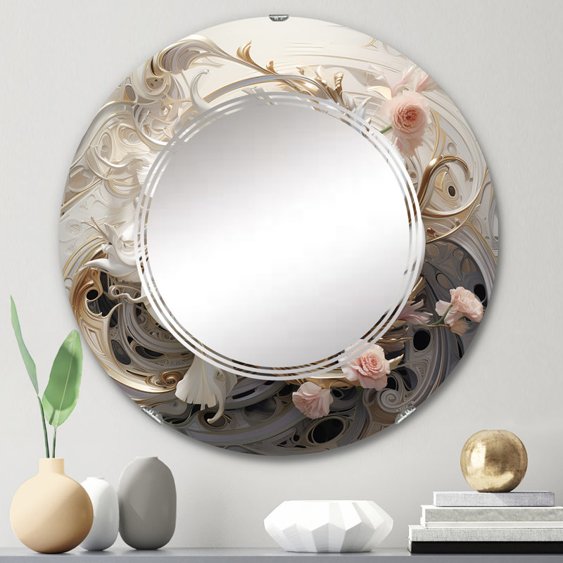 Gerlikka - Miroir mural rond moderne, 24 po x 24 po