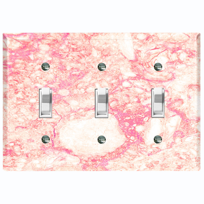 Plaque murale 3 interrupteurs à bascule, Beige / rose / blanc
