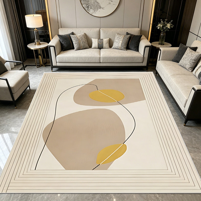 1PC Minimalist Neutral Abstract Line & Geometric Shape area rugs for Living Room, Soft and Comfortable, Suitable for all seasons, easy-to-maintain, machine washable Indoor floor mat, Under Table Farmhouse suitable for dining area, living room,