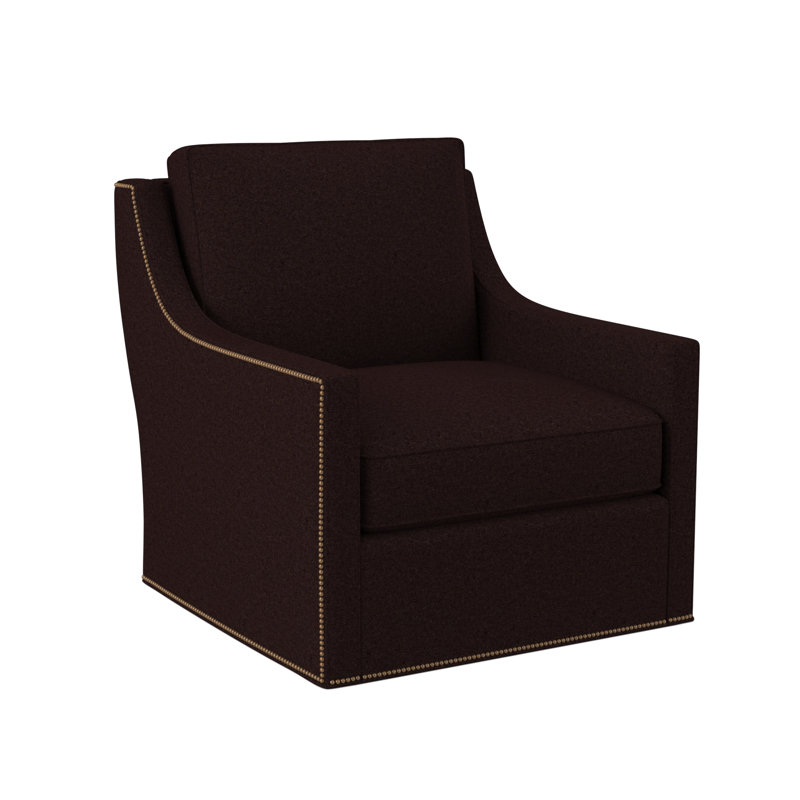 Sonoma Upholstered Swivel Armchair, Margaret Mahogany Polyester Blend, Antique Brass Small