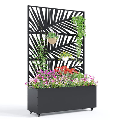 Lit de jardin surélevé 72 po x 35 po x 16 po pour plantes grimpantes, jardinières d'intimité pour patio avec trous de drainage