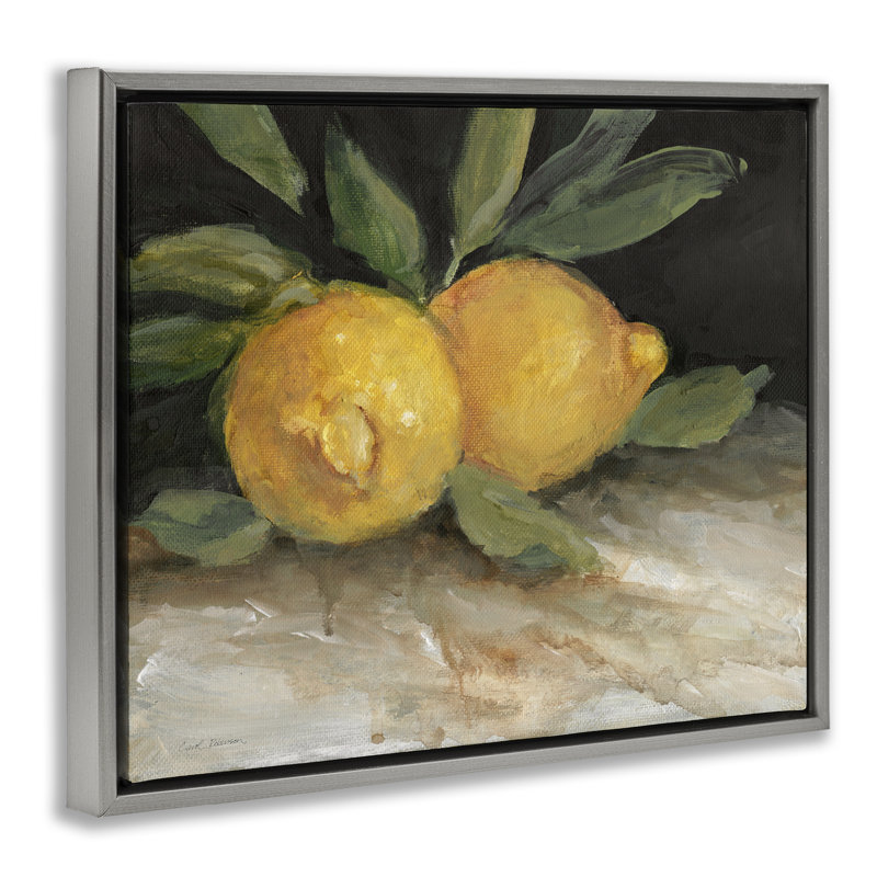 Art mural sur toile flottant, "Traditional citrons traditionnels" par Carol Robinson, Cadre flottant gris lustré