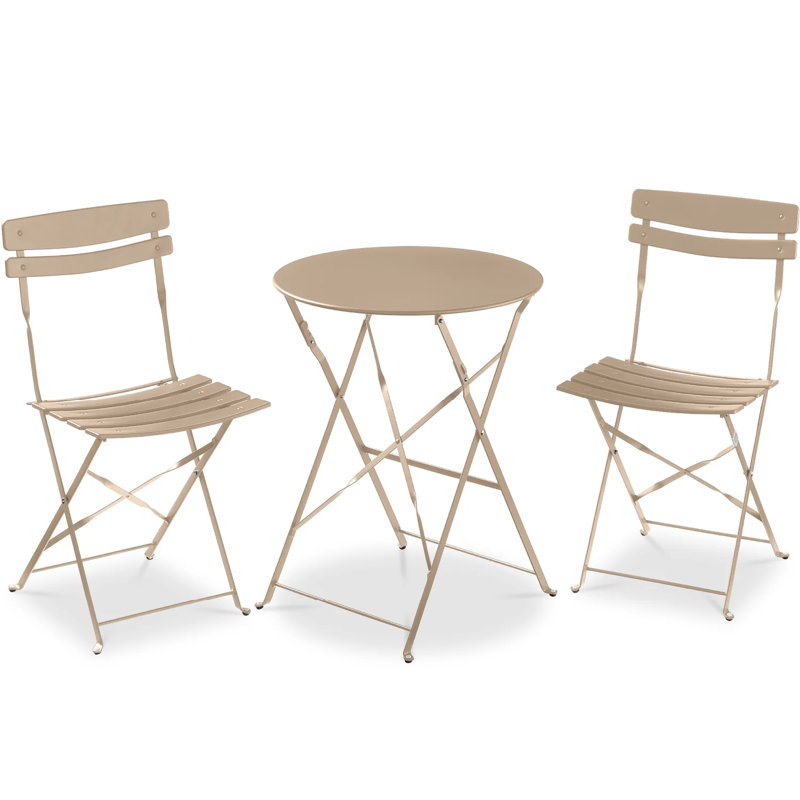 Folding Patio Bistro Set, Sand