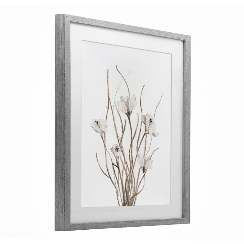 «Curly Floral Branches», reproduction d'art sous verre, conception de Lanie Loreth, Cadre de ferme gris, H 16 po x l 13 po
