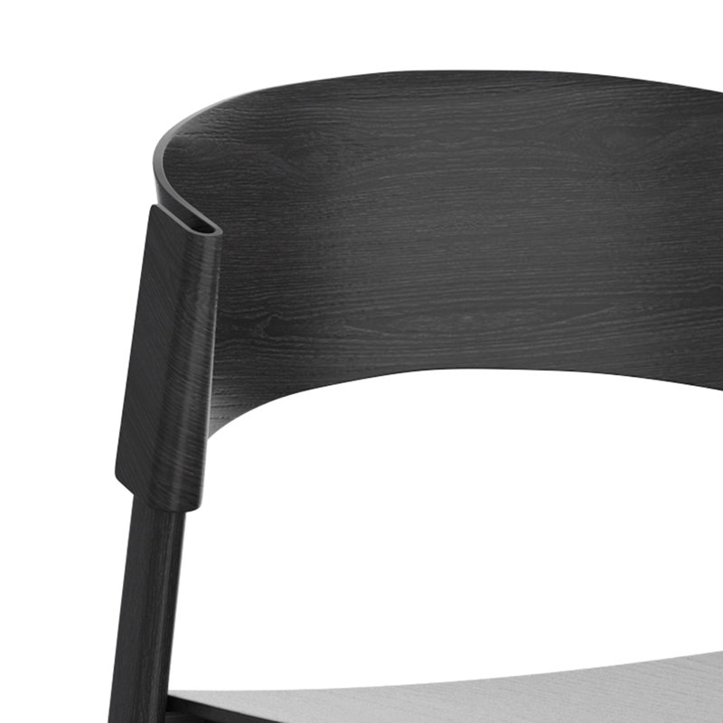 Chaise de salle à manger Mid-Century moderne en bois massif et placage de chêne, ensemble de 4, Noir, noir, noir, noir