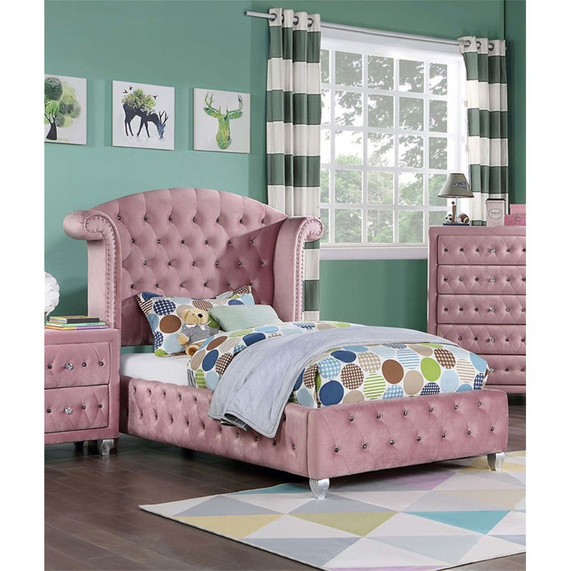 Meuble de chambre Glam Contemporary Flannelette, Lit simple