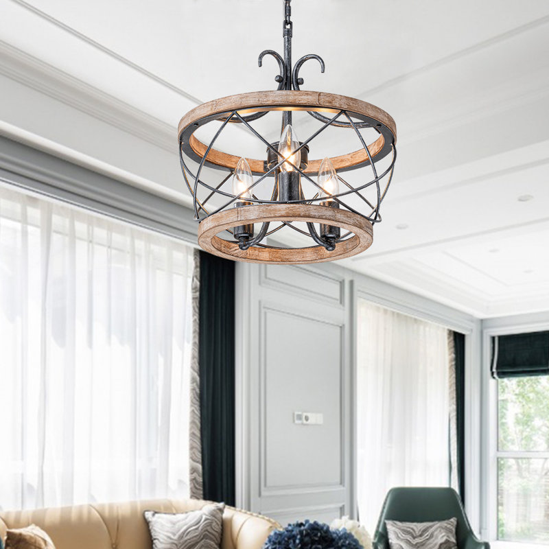 Lustre style campagne rétro 3 lumières
