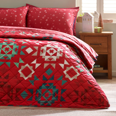 Christmas Patchwork Quilted Bedspread