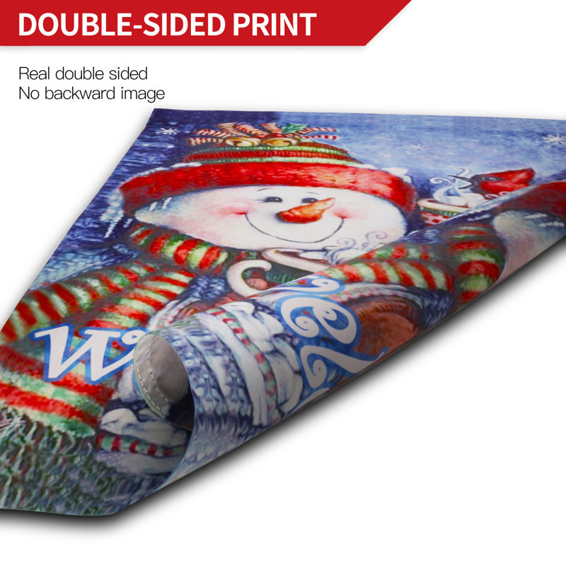 Winter Snowman and Bird Double-Sided Garden Flag