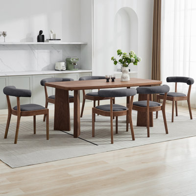 Modern Dining Table Set, Rectangular Dining Table And Upholstered Barrel Back Dining Chair With Solid Wood Frame For Dining Room/Kitchen