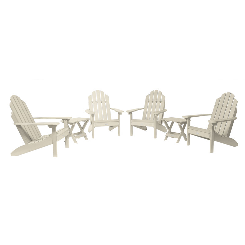 Anette Outdoor Adirondack Chair With Table, Whitewash