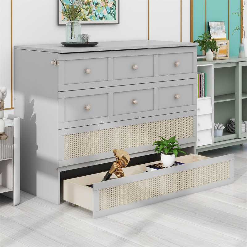 Lit escamotable avec grands tiroirs Murphy, Gris