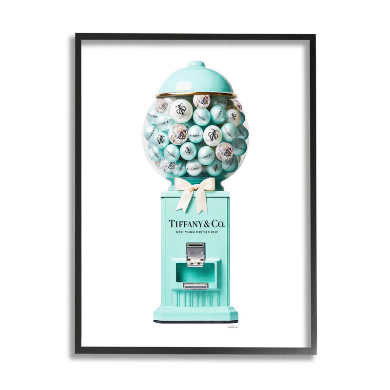 Az-535 - Bonbon turquoise encadré, H 20 po x l 16 po x P 1,5 po, Giclée encadrée noir minuit