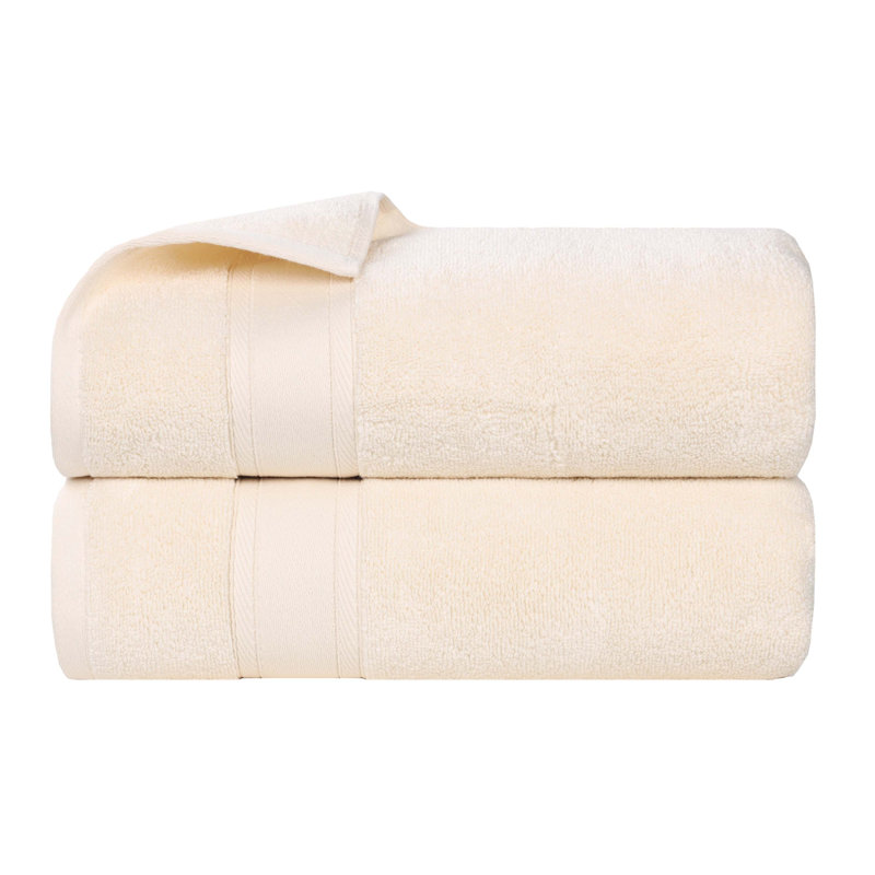 Belmont Zero Twist Cotton Medium Weight Soft Absorbent, Ivory, Bath Towel - 2 Pack