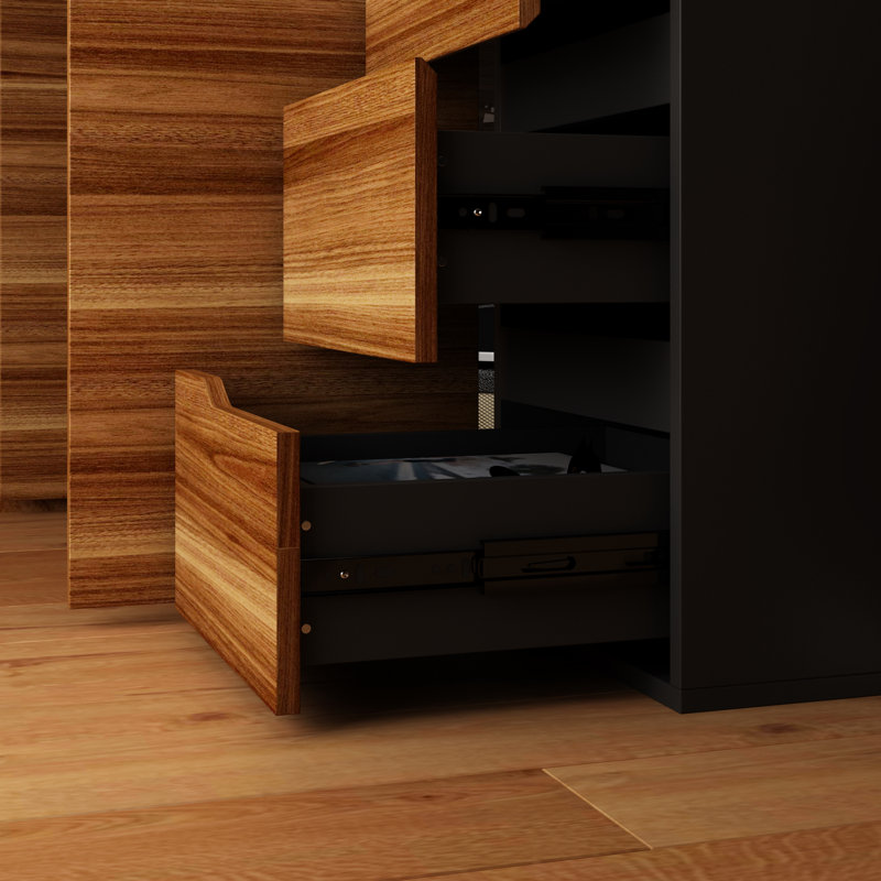 Bureau d'ordinateur en forme de L 54,3 "avec petite bibliothèque l 40", Noir