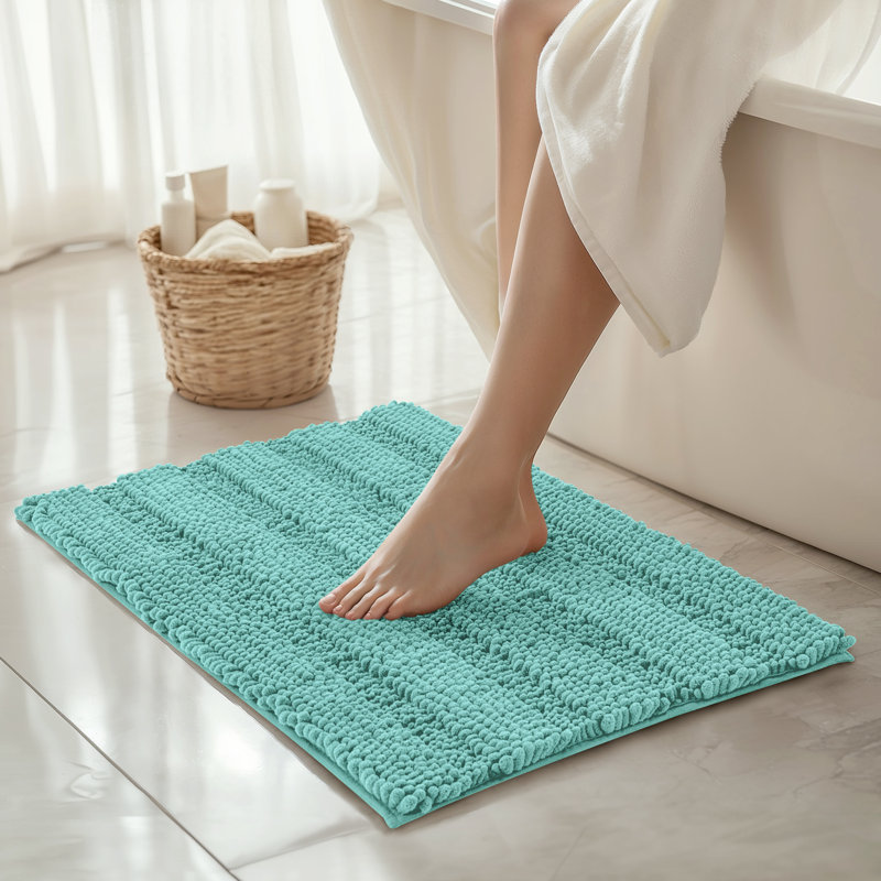 Tapis pour salle de bain Chenault, Simple - L 32 po x l 20 po, Vert clair