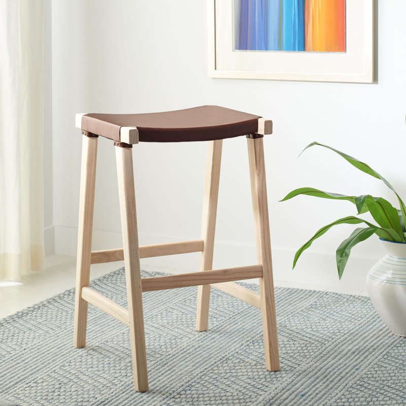 Tabouret de bar et de comptoir en cuir véritable Kellan, Tabouret de bar (siège d’une hauteur de 30 po)
