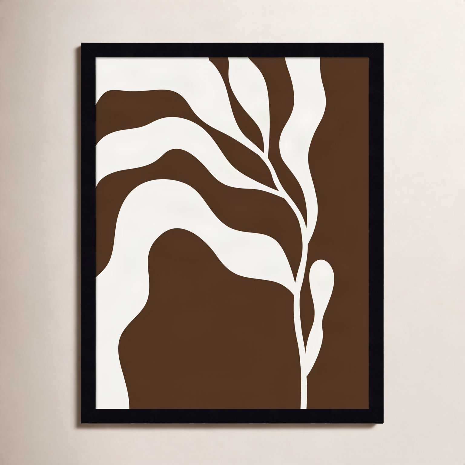 Erminia "Retro Matisse Botanical 2" Print, Black, 21" H x 17" W x 1" D